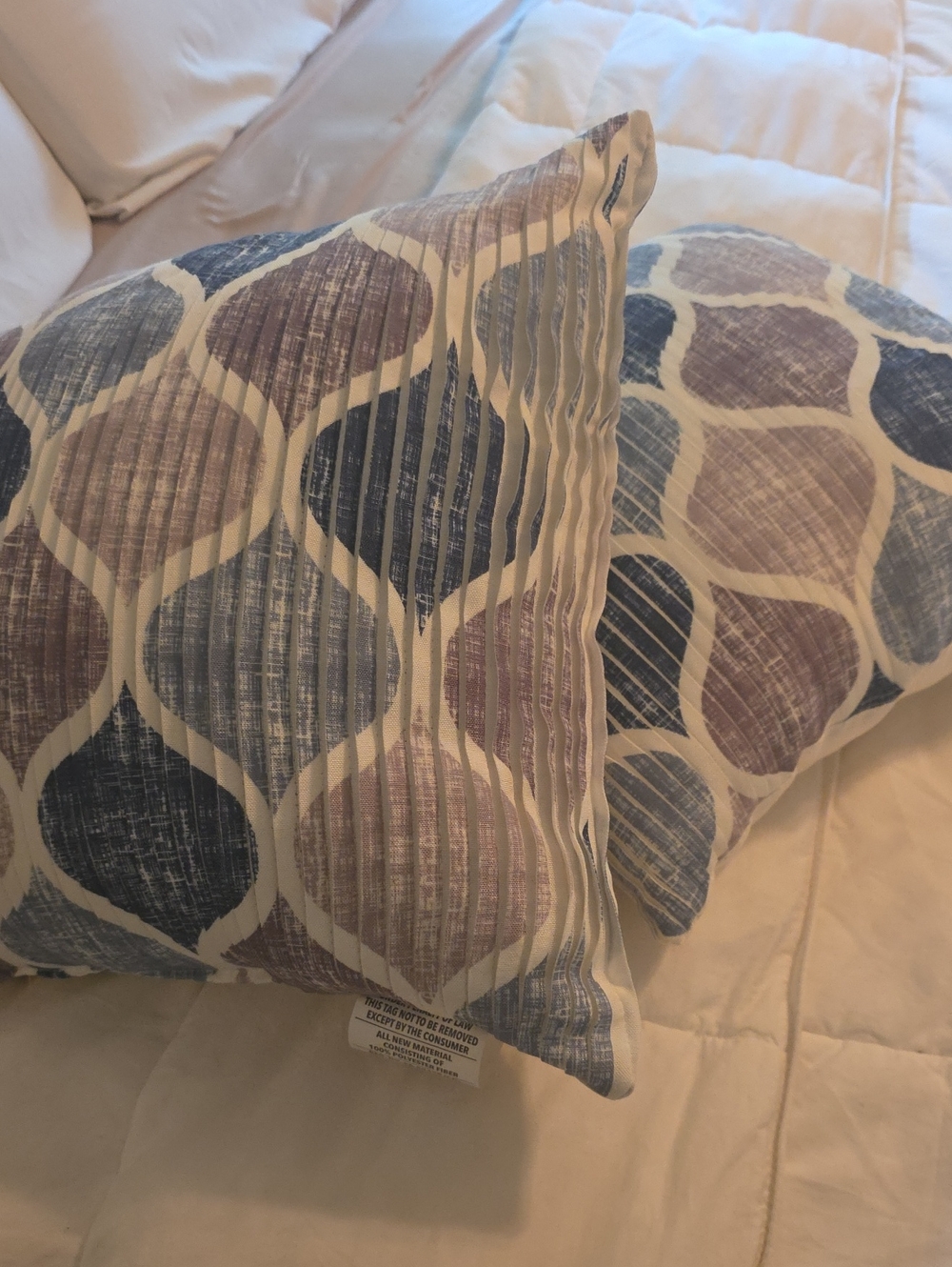 Patterned Decorative Throw Pillows in Blue & Shades of Gray
